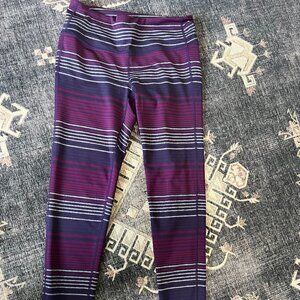 Athleta Chaturanga Colorblock Striped Leggings Purple Size M NWOT